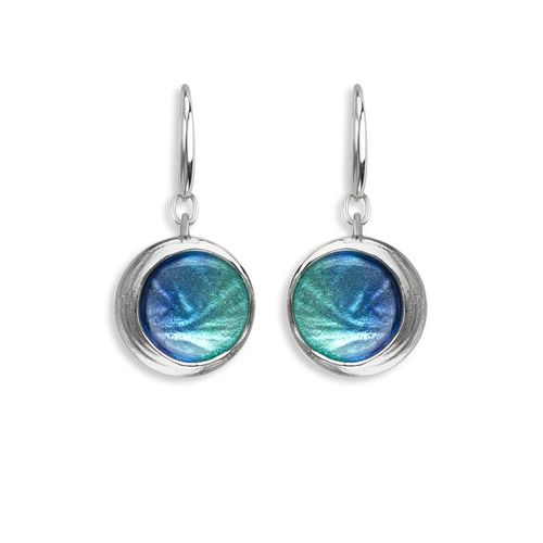 Green Round Wire Earrings, Sterling Silver - NW0449B