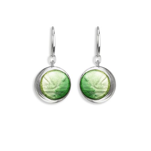 Green Round Wire Earrings, Sterling Silver - NW0449D