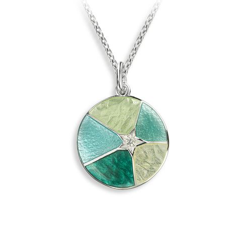 Green Round with Star Necklace, Sterling Silver - NN0555YC