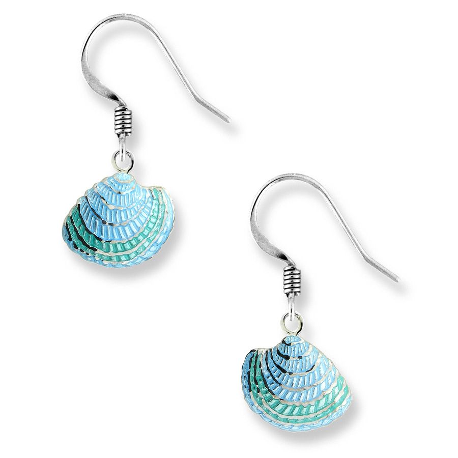 Green Shell Wire Earrings Sterling Silver - SW0517C