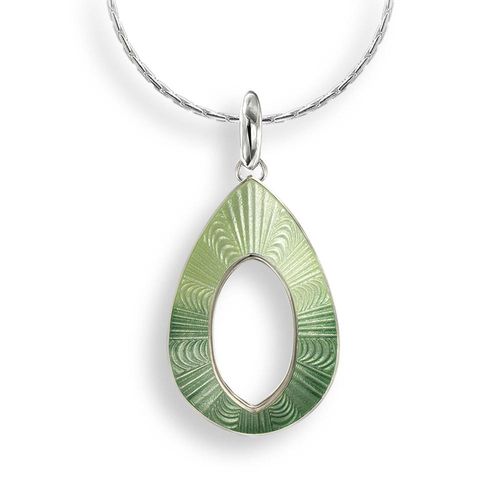 Green Teardrop Necklace Sterling Silver - NN0415B