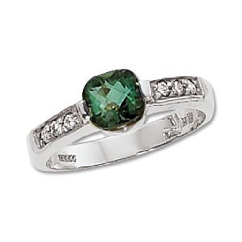 Green Tourmaline & Diamond Ring - Sterling Silver Size 7 - 70566GT-SS