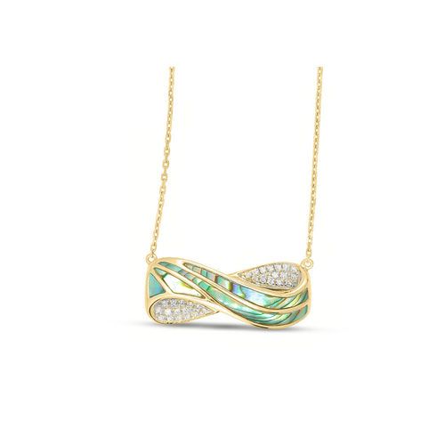 Half Abalone & Diamond Venus Bar Pendant