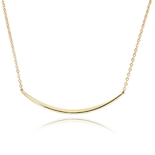 Half Curved Wire Necklace - 14K Yellow Gold 18 Inch