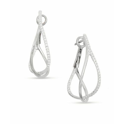 Half Diamond Crossover Hoop Earrings