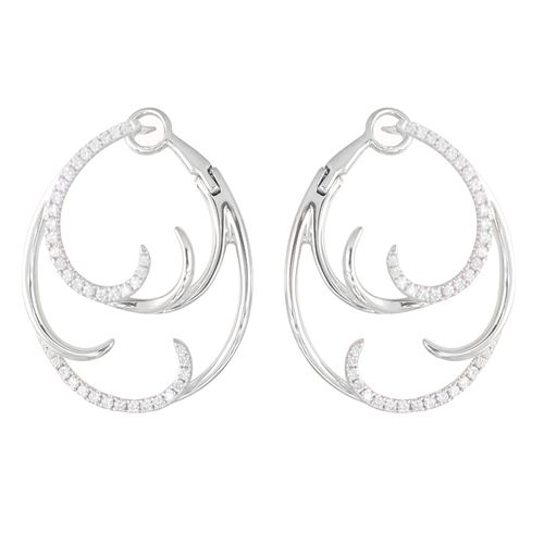 Half Diamond Double Wave Medium Hoops