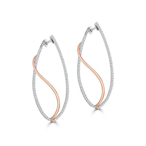 Half Diamond Oval Flowing Hoop Earrings