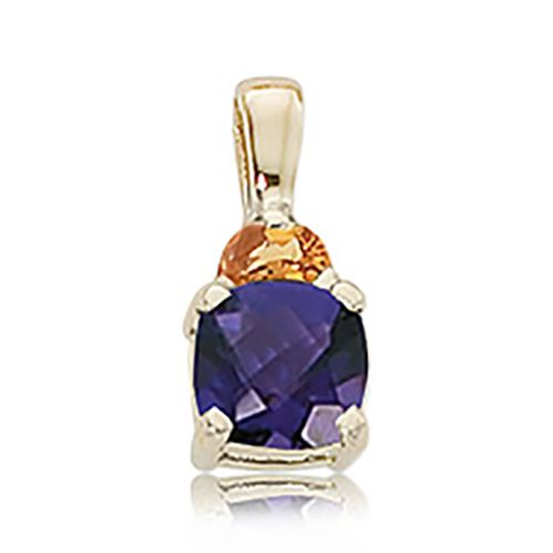 Half Moon Amethyst & Citrine Pendant - 14K Yellow Gold