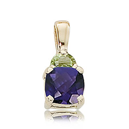 Half Moon Amethyst & Peridot Pendant - 14K Yellow Gold