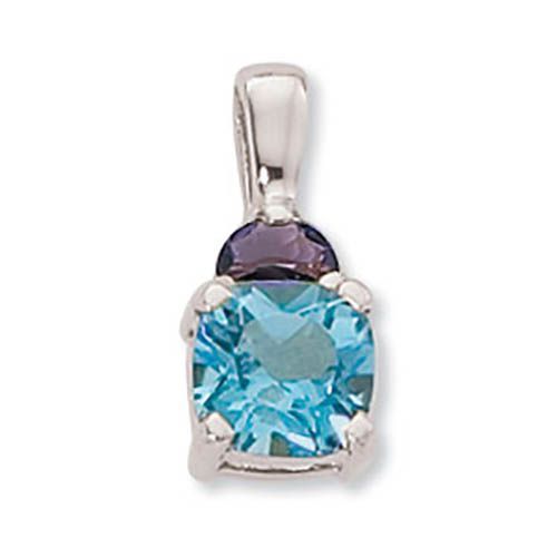 Half Moon Blue Topaz & Amethyst Pendant - Sterling Silver