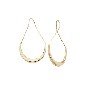 Half Moon Drop Wire Earrings - 14K Yellow Gold