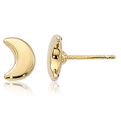 Half Moon Stud Earrings - 14K Yellow Gold