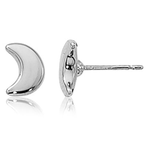 Half Moon Stud Earrings - Sterling Silver