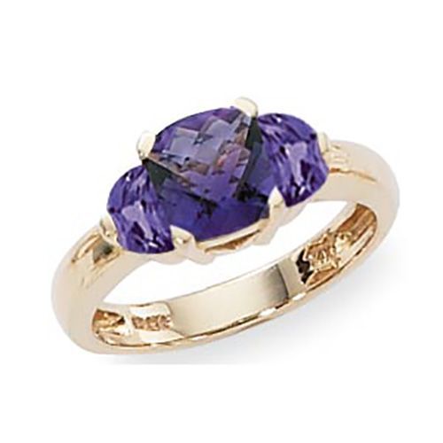 Half Moons Amethyst Ring - 14K Yellow Gold Size 7