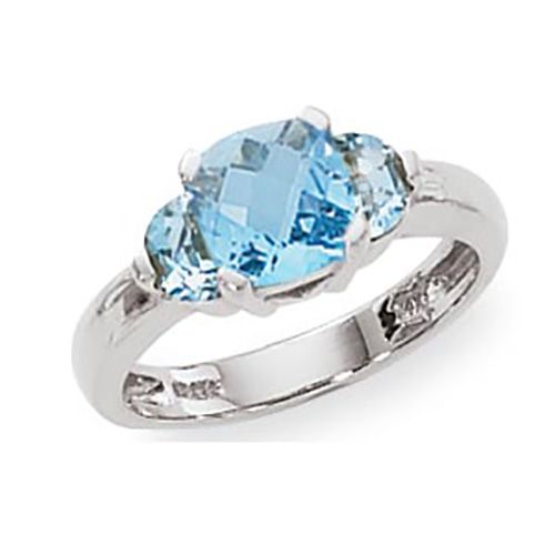 Half Moons Blue Topaz Ring - 14K White Gold Size 7
