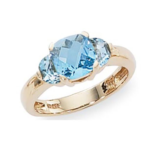 Half Moons Blue Topaz Ring - 14K Yellow Gold Size 7
