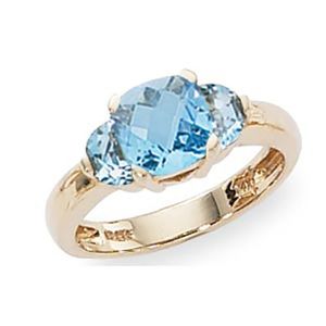 Half Moons Blue Topaz Ring - 14K Yellow Gold Size 7