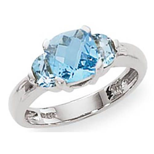 Half Moons Blue Topaz Ring - Sterling Silver Size 7