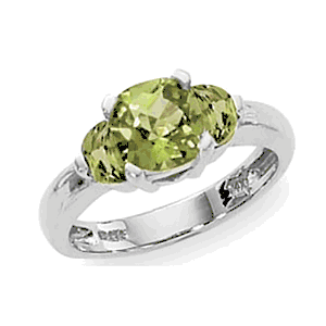 Half Moons Peridot Ring - 14K White Gold Size 7