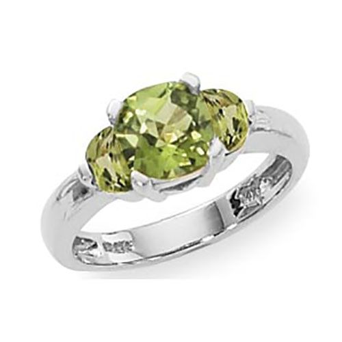 Half Moons Peridot Ring - 14K White Gold Size 7