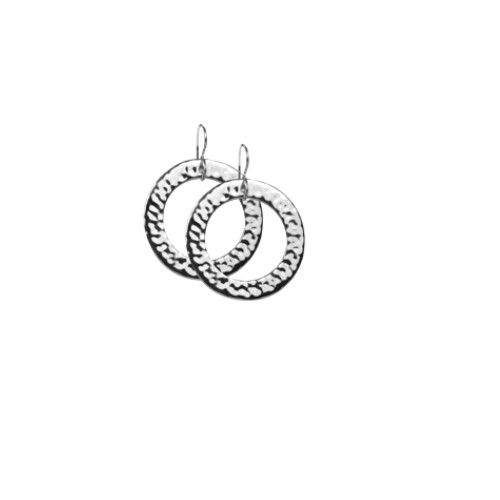 6mm Hammered Small Circle Earrings  - ES6HAMSM