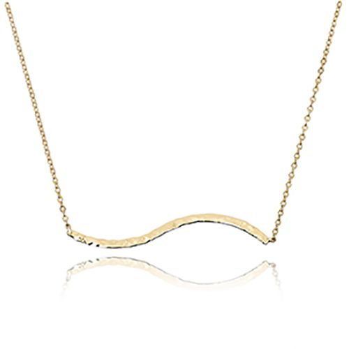 Hammered Wave Necklace - 14K Yellow Gold 18 Inch