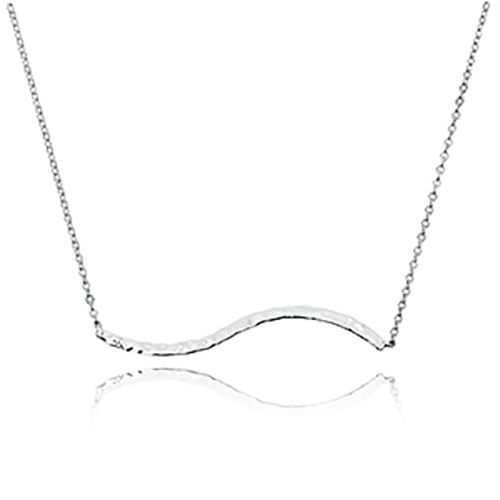 Hammered Wave Necklace - Sterling Silver 18 Inch