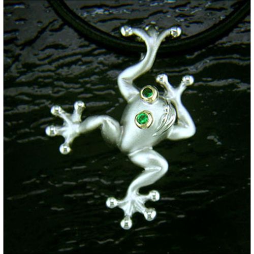 Hanging Frog Necklace - Sterling Silver and 14K Gold  - SD-SGN202-18