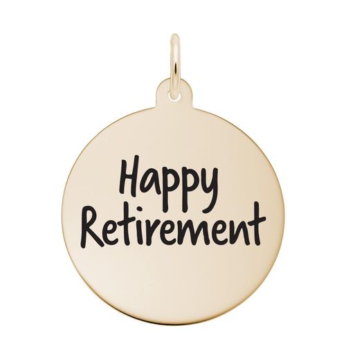 Happy Retirement Disc Charm Gold Plated  -10-1954-0-gp