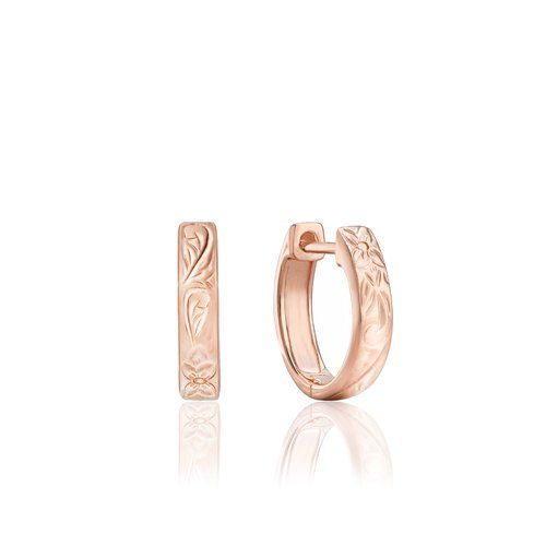 Hawaiian Scroll Huggie Earrings, Hawaiian Inspired  Earrings, FSE-0034/RG