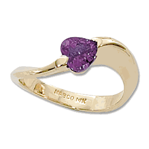 Heart Amethyst Ring - 14K Yellow Gold Size 7 - 70389AM