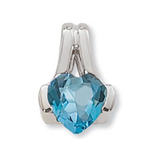 Heart Blue Topaz Pendant - Sterling Silver