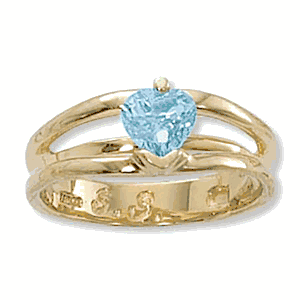 Heart Blue Topaz Ring - 14K Yellow Gold Size 7
