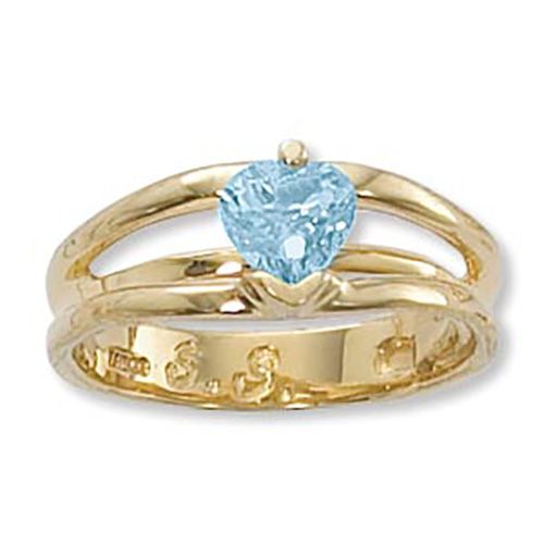 Heart Blue Topaz Ring - 14K Yellow Gold Size 7