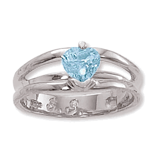 Heart Blue Topaz Ring - Sterling Silver Size 7