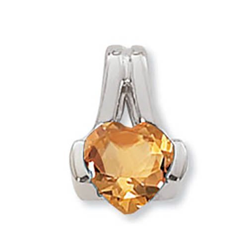 Heart Citrine Pendant - Sterling Silver