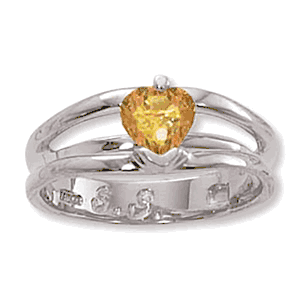 Heart Citrine Ring - Sterling Silver Size 7