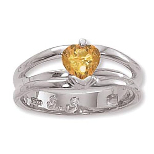 Heart Citrine Ring - Sterling Silver Size 7