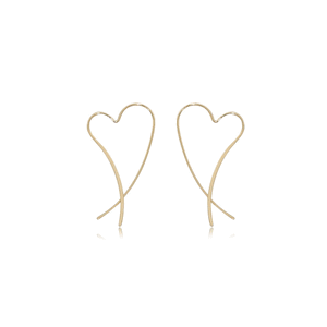 Heart Crossover Drop Earrings - 14K Yellow Gold
