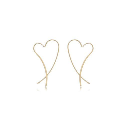 Heart Crossover Drop Earrings - 14K Yellow Gold