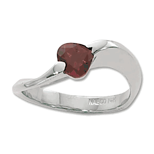 Heart Garnet Ring - 14K White Gold Size 7 - 70389GAWG