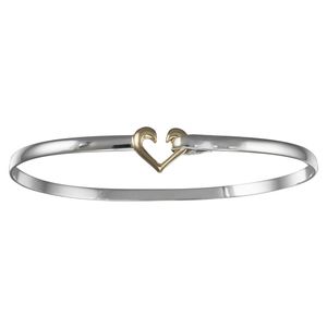 Heart Hook Bracelet - Sterling Silver & 14K Yellow Gold 3mm 8.0 Inch