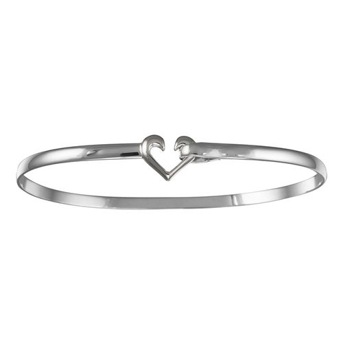 Heart Hook Bracelet - Sterling Silver 3mm 5.0 Inch