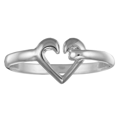 Heart Hook Ring - Sterling Silver Size 6