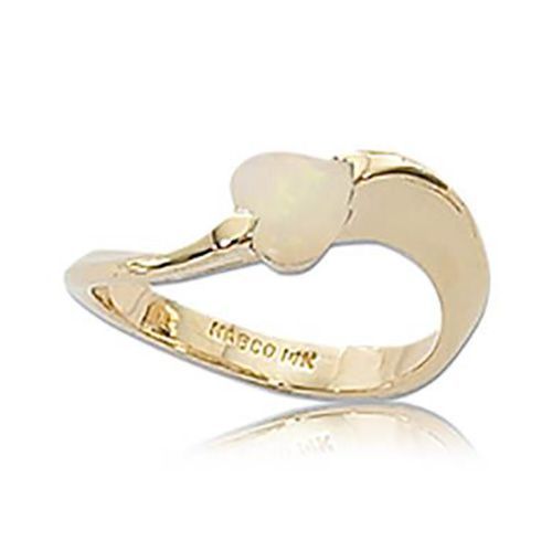 Heart Opal Ring - 14K White Gold Size 7