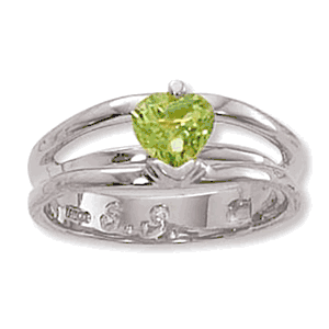 Heart Peridot Ring - 14K White Gold Size 7 - 70912PEWG