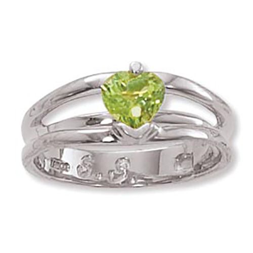 Heart Peridot Ring - 14K White Gold Size 7 - 70912PEWG