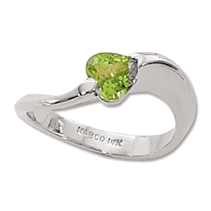 Heart Shape Peridot Ring - Sterling Silver Size 7