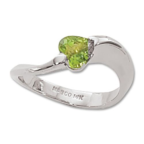 Heart Shape Peridot Ring - Sterling Silver Size 7