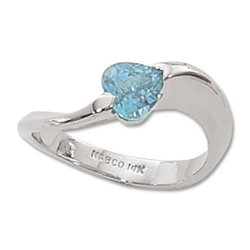 Heart Swiss Blue Topaz Ring - 14K White Gold Size 7